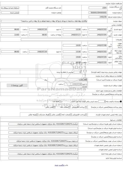 واگذاری بوفه های ساختمان شهدای رادیو