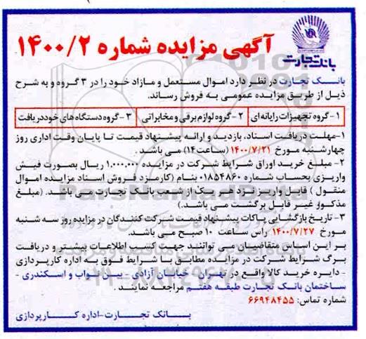 آگهی مزایده، مزایده گروه تجهیزات رایانه ای 