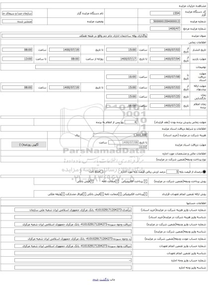 واگذاری بوفه ساختمان اداری جام جم واقع در طبقه همکف 