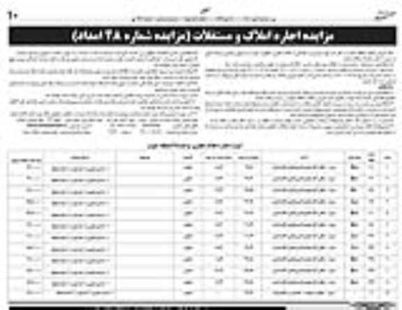مزایده اجاره املاک و مستغلات