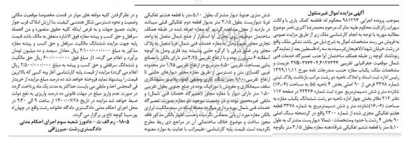 مزایده مزایده یکباب مغازه 16.06 مترمربع