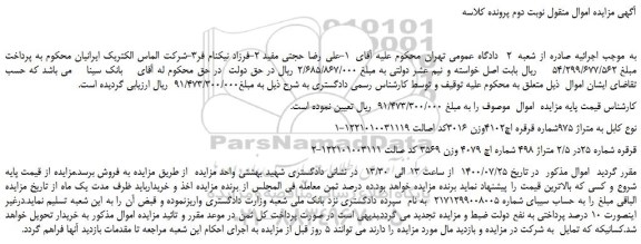 مزایده،مزایده فروش کابل و قرقره