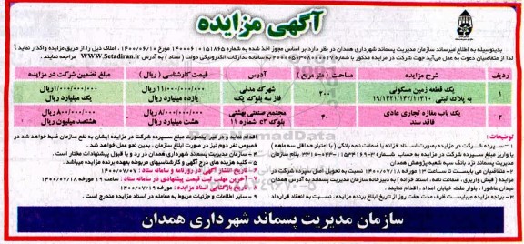 مزایده، مزایده واگذاری املاک 