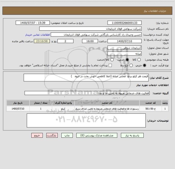 استعلام قیمت هر کیلو برنج  محلی میانه (اعلا کاظمی خوش پخت در انبوه   )