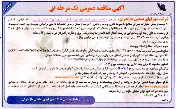 مناقصه عمومی خرید و اجرای شبکه فیبر نوری