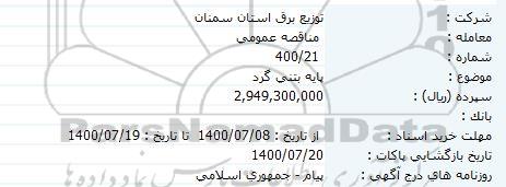 مناقصه پایه بتنی گرد