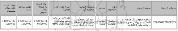 مناقصه عمومی یک مرحله ای لکه گیری و روکش محور میاندوآب – بوکان بطول 6100 متر