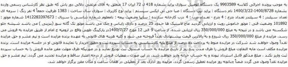 مزایده اتومبیل سواری پراید 
