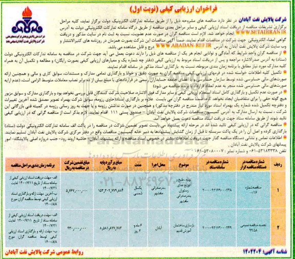 فراخوان، فراخوان ارزیابی کیفی تهیه، طبخ و توزیع غذای رستوران... 