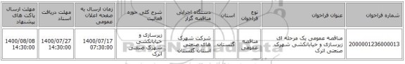 مناقصه عمومی یک مرحله ای زیرسازی و خیابانکشی شهرک صنعتی اترک