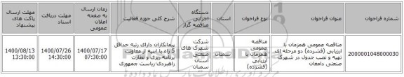 مناقصه عمومی همزمان با ارزیابی (فشرده) دو مرحله ای تهیه و نصب جدول در شهرک صنعتی دامغان