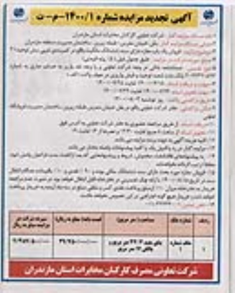مزایده،مزایده تجدید فروش یکباب مغازه 