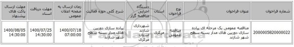 مناقصه عمومی یک مرحله ای پیاده سازی دوربین های مدار بسته سطح شهر شازند 