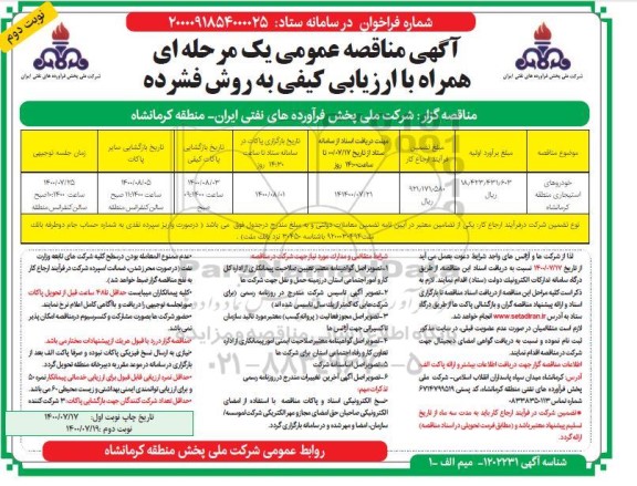 مناقصه خودروهای استیجاری 