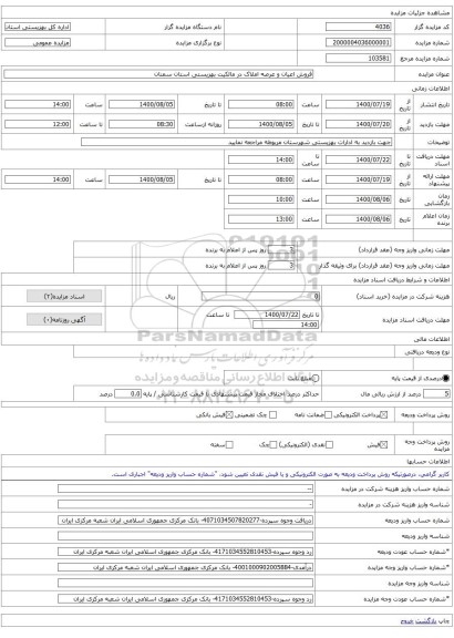 فروش اعیان و عرصه املاک در مالکیت بهزیستی استان سمنان