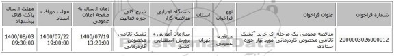 مناقصه عمومی یک مرحله ای خرید 