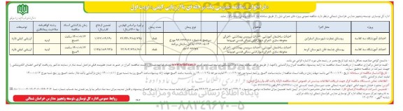 فراخوان مناقصه ​احداث آموزشگاه سه کلاسه و...