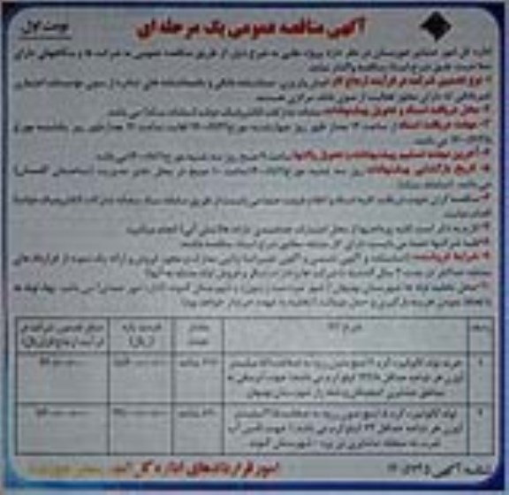 مناقصه عمومی، مناقصه عمومی خرید لوله گالوانیزه گرم ...