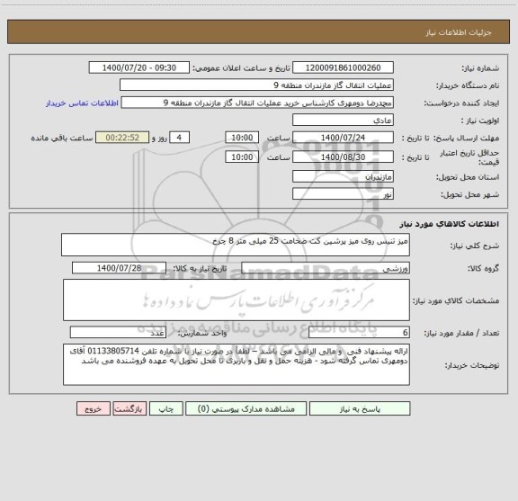 استعلام میز تنیس روی میز پرشین کت ضخامت 25 میلی متر 8 چرخ