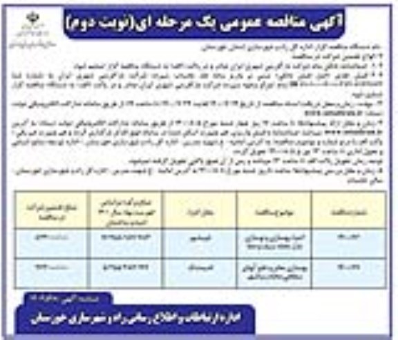 مناقصه احیاء بهسازی و نوسازی بازار محله ....نوبت دوم 
