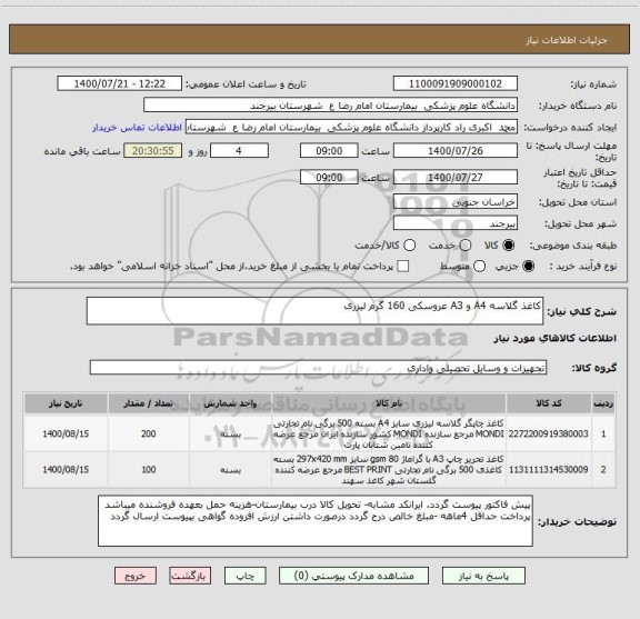 استعلام کاغذ گلاسه A4 و A3 عروسکی 160 گرم لیزری 
