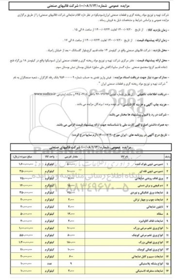 مزایده، مزایده اقلام ضایعاتی