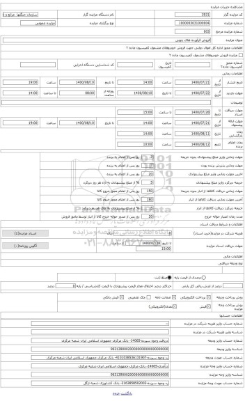 مزایده ، فروش فراورده های چوبی قطعه 21 و 22 سری یک خرفکل