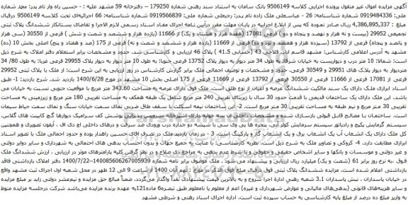 آگهی مزایده ششدانگ پلاک ثبتی تجمیعی 29952