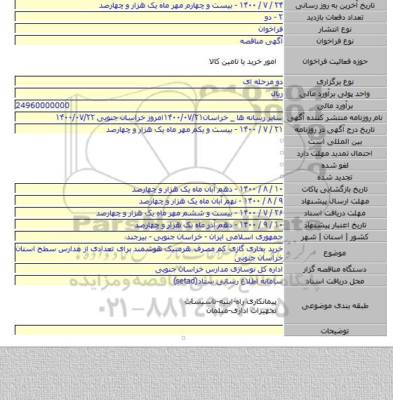 خرید بخاری گازی کم مصرف هرمتیک هوشمند برای تعدادی از مدارس سطح استان خراسان جنوبی