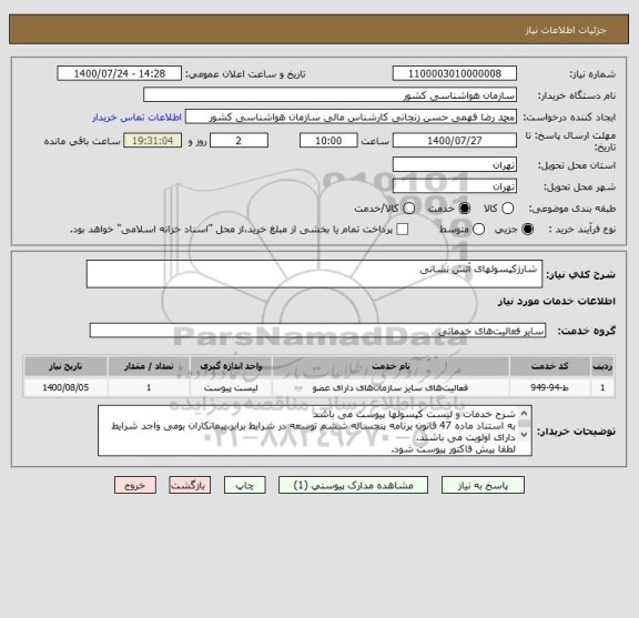 استعلام  شارژکپسولهای آتش نشانی