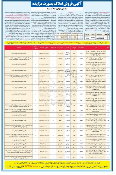 مزایده فروش ملک و مستلغات استان یزد 
