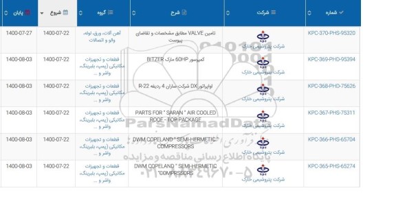 استعلام، استعلام تامین VALVE  ... 