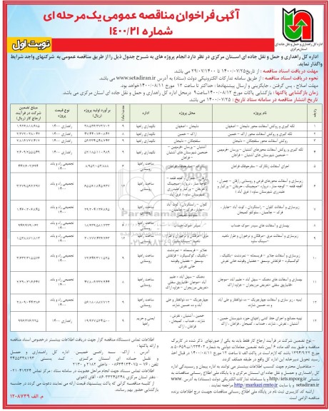 فراخوان مناقصه لکه گیری و روکش آسفالت ...