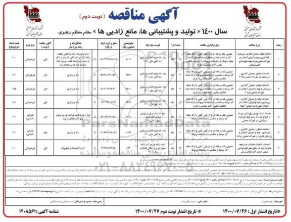 مناقصه احداث خیابان، جدول گذاری، زیرسازی ، لکه گیری و... نوبت دوم