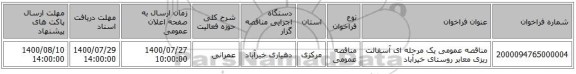 مناقصه عمومی یک مرحله ای آسفالت ریزی معابر روستای خیرآباد
