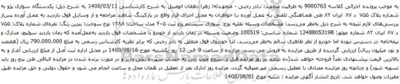 آگهی مزایده یکدستگاه سواری پژو