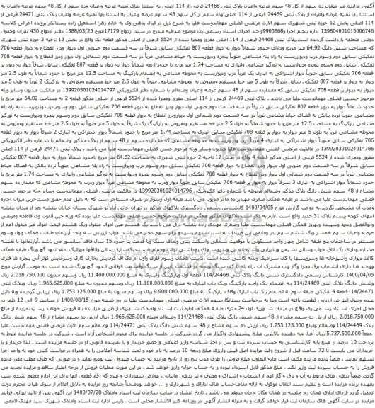 آگهی مزایده ده سهم از کل 48 سهم عرصه واعیان پلاک ثبتی 24468 فرعی از 114 اصلی