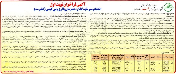 فراخوان، فراخوان انتخاب سرمایه گذار برای مشارکت  در ساخت قطعات تجاری 