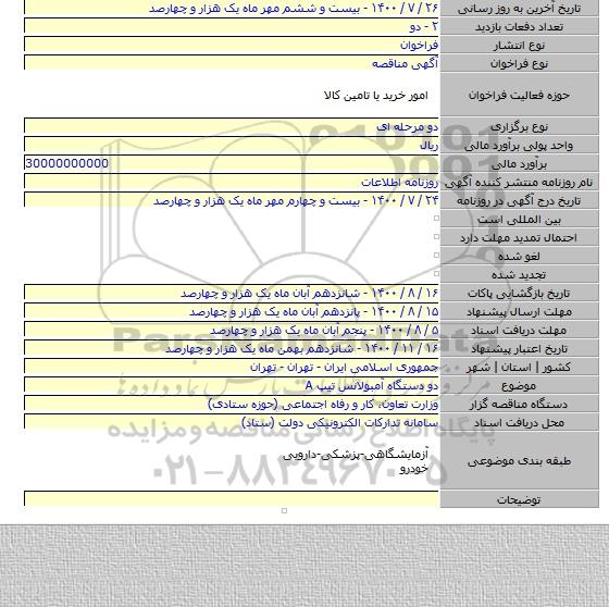 دو دستگاه آمبولانس تیپ A