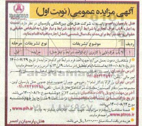 مزایده اجاره 9 باب غرف تجاری 