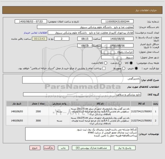 استعلام باندزیرگچی