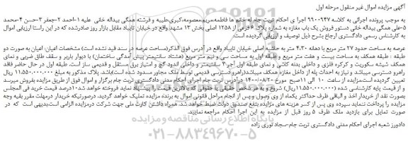 مزایده،مزایده فروش یک باب مغازه به شماره پلاک 6 فرعی از 1258 اصلی