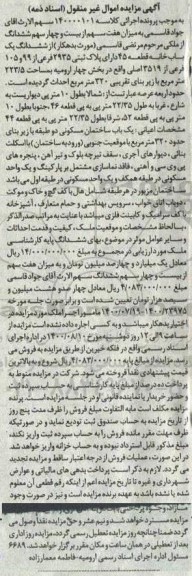 مزایده مزایده ششدانگ یکباب خانه قطعه 45 پلاک ثبتی 2935 فرعی