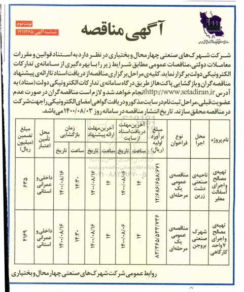 مناقصه تهیه مصالح واجرای آسفالت معابر و...