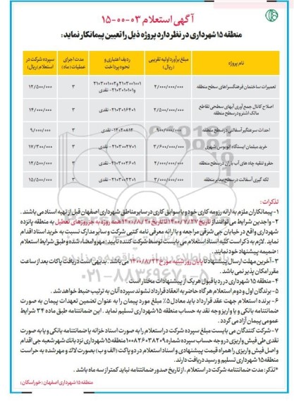استعلام تعمیرات ساختمان فرهنگسراهای سطح منطقه...