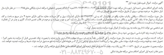 مزایده،مزایده فروش ششدانگ سرقفلی یکباب مغازه  