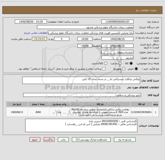 استعلام روکش برانکارد دوسرکش دار _ در بسته بندی 10 تایی 