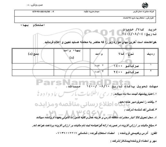 استعلام سرکافو 1400	