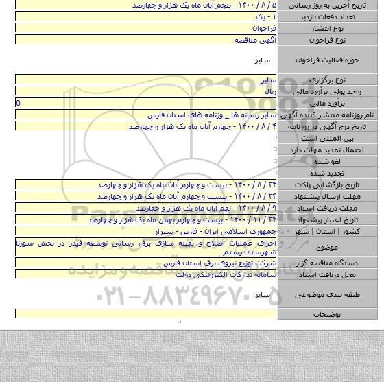اجرای عملیات اصلاح و بهینه سازی برق رسانی توسعه فیدر در بخش سورنا شهرستان رستم