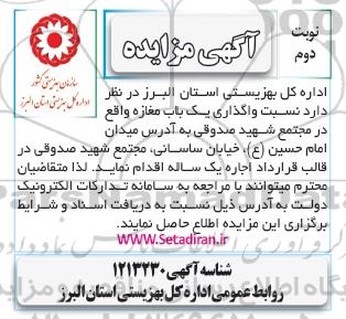 مزایده، مزایده یک باب مغازه- نوبت دوم